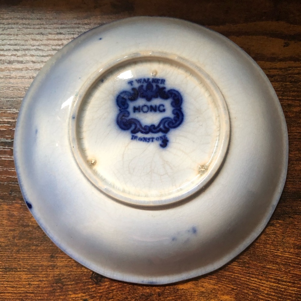 Vintage antique T Walker ironstone “Hong” flow blue saucer - Picture 4 of 12
